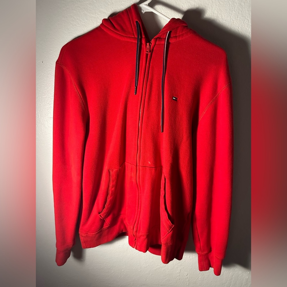 Red Mens Tommy Hilfiger Zip Up Jacket